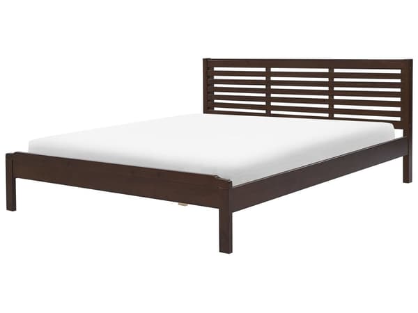Seng i Mørkt Træ med Sengegavl 180 x 200 cm Rustikt Design gummitræ soveværelse værelse
