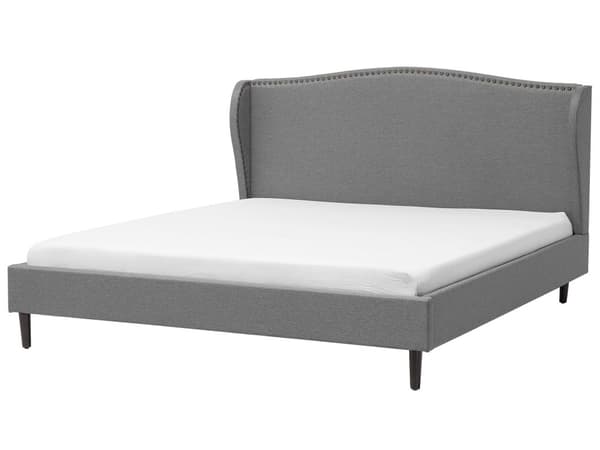Polstret Grå Seng med Ramme 180 x 200 cm med Sengegavl i Glamour Stil