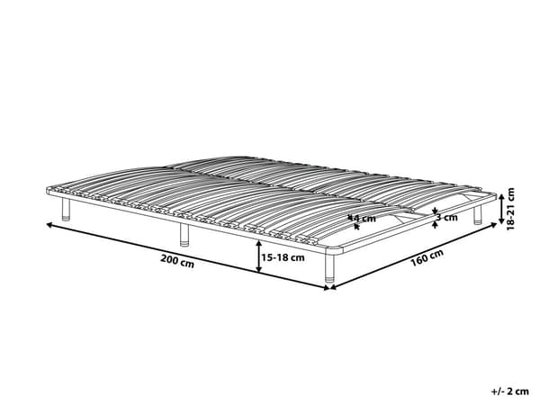 Lamelbund med ben sort stål og hvid poppeltræ 160 x 200 cm Selvbærende Fritstående Sengeramme 48 lameller Gæsteseng Soveværelse Tilbehør