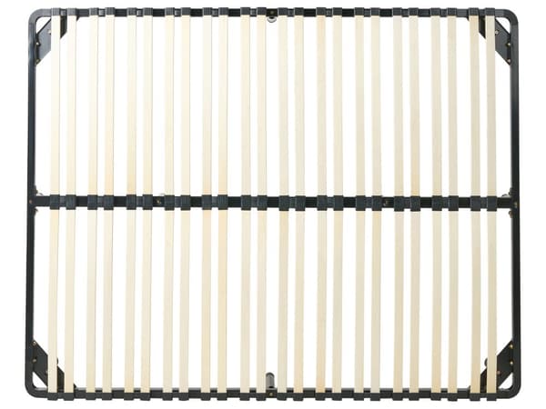 Lamelbund med ben sort stål og hvid poppeltræ 160 x 200 cm Selvbærende Fritstående Sengeramme 48 lameller Gæsteseng Soveværelse Tilbehør