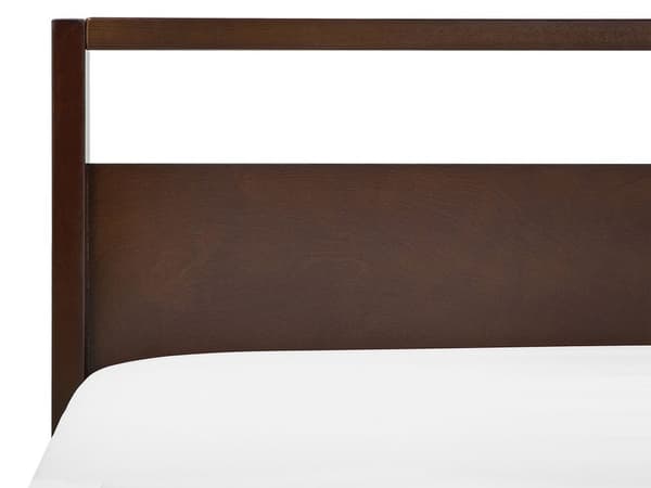 Dobbeltseng Mørkt Træ 160 x 200 cm 2 Personers Træseng med Lamelbund Sengegavl Minimalistisk Sengeramme Stel Skandinavisk Retro Soveværelse