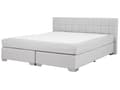 Miniatyrbillede 1 af 10: Kontinentalseng Lysegrå Polstret Polyester med Krom Metalben 2 Personers 180 x 200 cm Medium Madras Komfortabel og Quiltet Sengegavl