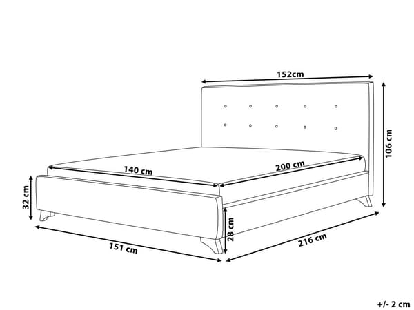 Parisänky musta 140 x 200 cm kangas verhoilu puujalat napitettu tuftattu sälepohja perinteinen