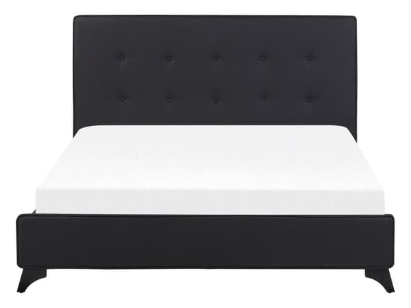 Parisänky musta 140 x 200 cm kangas verhoilu puujalat napitettu tuftattu sälepohja perinteinen