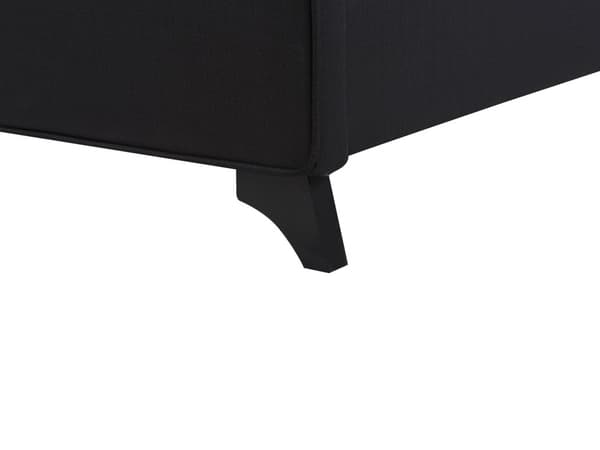 Parisänky musta 140 x 200 cm kangas verhoilu puujalat napitettu tuftattu sälepohja perinteinen