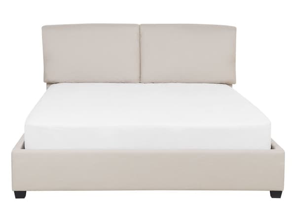 Dobbelt Seng Beige Polstret 140 x 200 cm med Ramme og Sengegavl