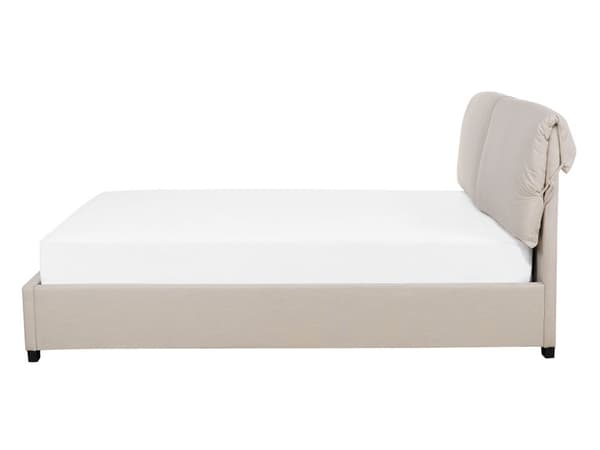 Dobbelt Seng Beige Polstret 140 x 200 cm med Ramme og Sengegavl