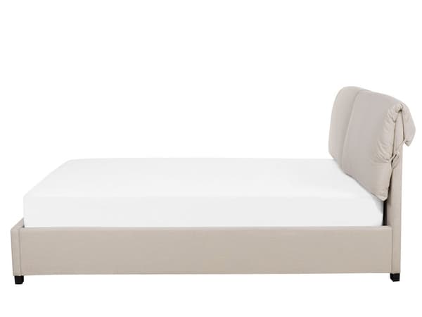 Dobbelt Seng Beige Polstret 160 x 200 cm med Ramme og Sengegavl