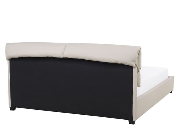 Dobbelt Seng Beige Polstret 160 x 200 cm med Ramme og Sengegavl