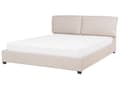 Miniatyrbillede 1 af 11: Dobbelt Seng Beige Polstret 160 x 200 cm med Ramme og Sengegavl