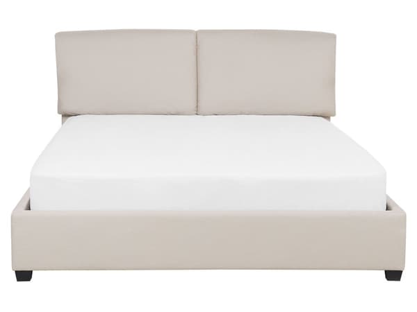 Dobbelt Seng Beige Polstret 160 x 200 cm med Ramme og Sengegavl