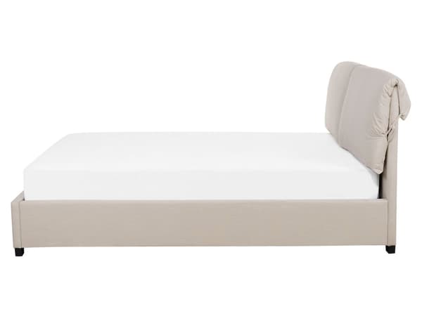 Dobbelt Seng Beige Polstret 160 x 200 cm med Ramme og Sengegavl