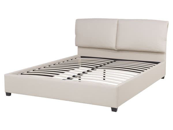 Dobbelt Seng Beige Polstret 160 x 200 cm med Ramme og Sengegavl