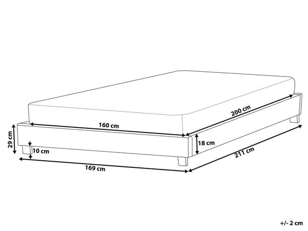 Seng Grå Polyester Stof 160 x 200 cm Dobbeltseng Polstret Tilbehør Moderne Soveværelse Sengestel
