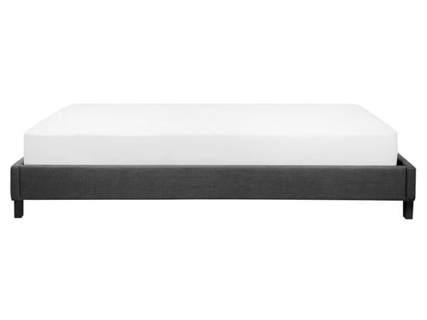Seng Grå Polyester Stof 160 x 200 cm Dobbeltseng Polstret Tilbehør Moderne Soveværelse Sengestel