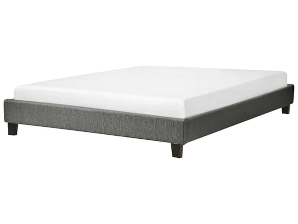 Seng Grå Polyester Stof 160 x 200 cm Dobbeltseng Polstret Tilbehør Moderne Soveværelse Sengestel