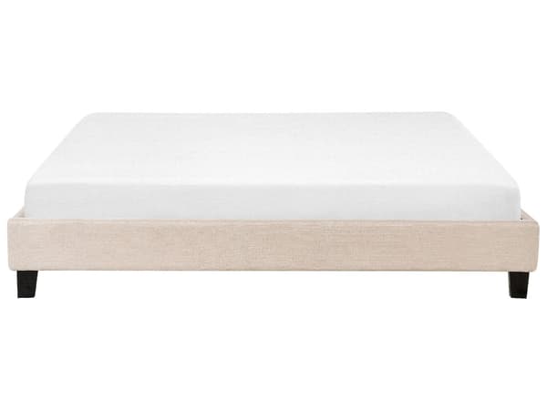 Seng Beige Polyester Stof 180 x 200 cm Dobbeltseng Polstret Tilbehør Moderne Soveværelse Sengestel