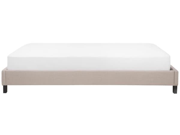 Seng Beige Polyester Stof 180 x 200 cm Dobbeltseng Polstret Tilbehør Moderne Soveværelse Sengestel