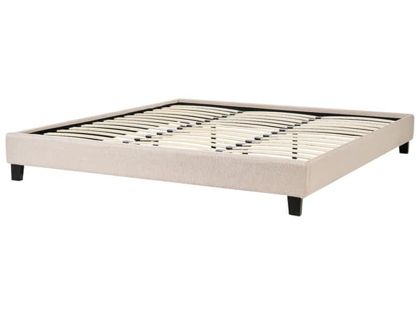 Seng Beige Polyester Stof 180 x 200 cm Dobbeltseng Polstret Tilbehør Moderne Soveværelse Sengestel