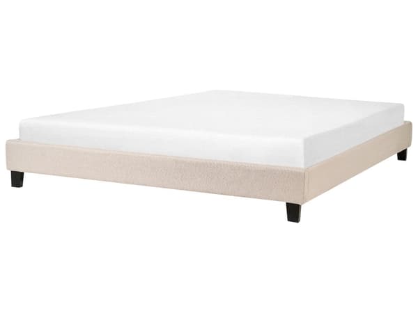 Seng Beige Polyester Stof 180 x 200 cm Dobbeltseng Polstret Tilbehør Moderne Soveværelse Sengestel