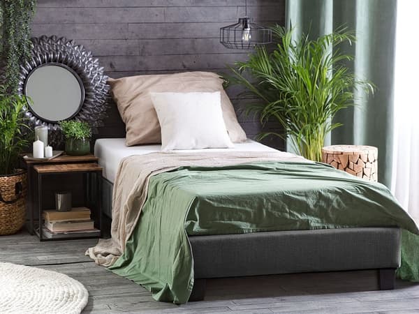 Enkeltseng Grå Polyester Stof 90 x 200 cm Sengeramme til Børneværelse Tilbehør Gæsteseng Soveværelse Sengestel