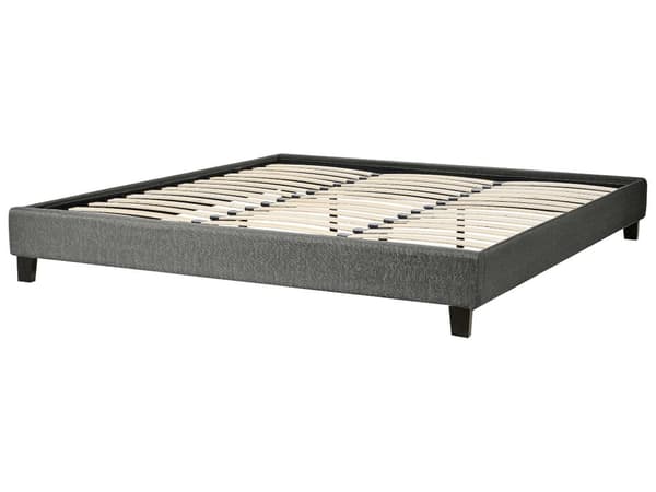 Seng Grå Polyester Stof 180 x 200 cm Dobbeltseng Polstret Tilbehør Moderne Soveværelse Sengestel