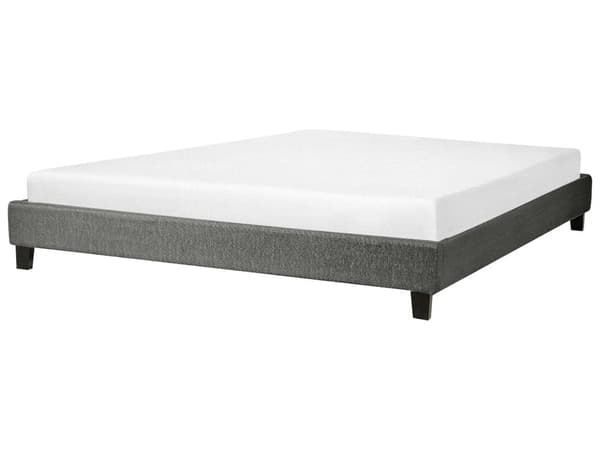 Seng Grå Polyester Stof 180 x 200 cm Dobbeltseng Polstret Tilbehør Moderne Soveværelse Sengestel