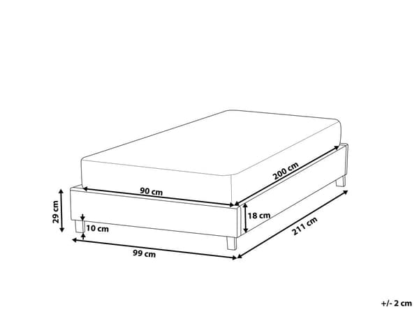 Säng 90 x 200 cm Grå Tyg Lamellram Sängram