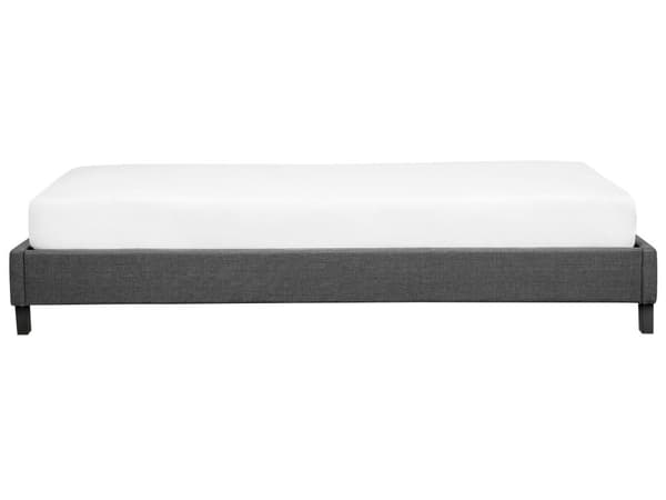 Säng 90 x 200 cm Grå Tyg Lamellram Sängram