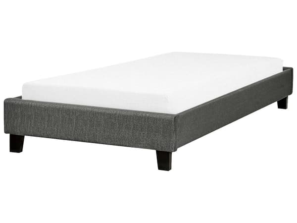 Säng 90 x 200 cm Grå Tyg Lamellram Sängram