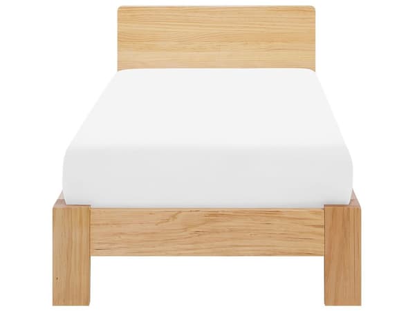 Sänky vaalea puu mänty 90 x 200 cm vaneri sälepohja yhdelle minimalistinen skandinaavinen tyyli