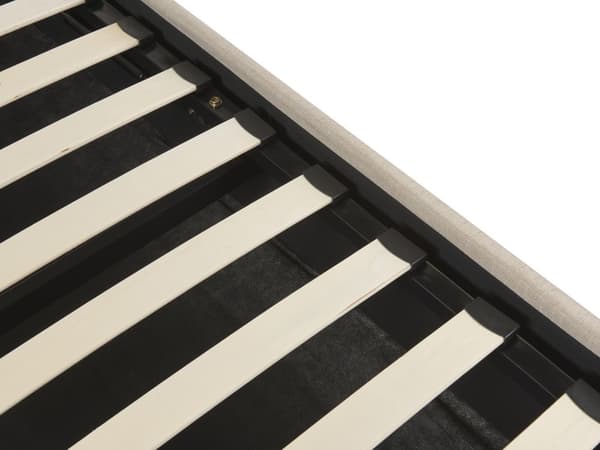 Säng Beige Tyg Klädd med Förvaring Enkelstorlek 90 x 200 cm Modern Design Sovrum
