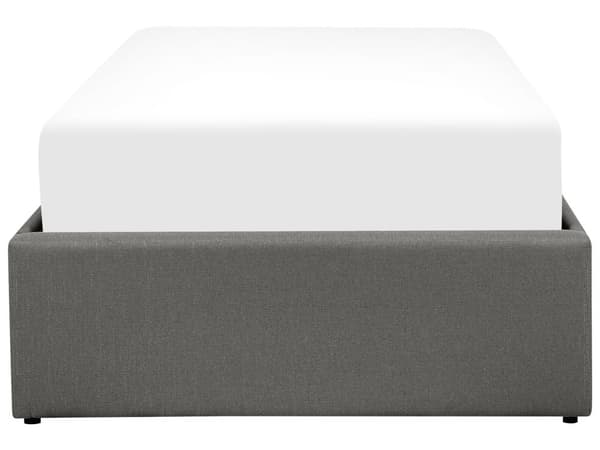 Säng Grå Tyg Klädd med Förvaring Enkelstorlek 90 x 200 cm Modern Design Sovrum