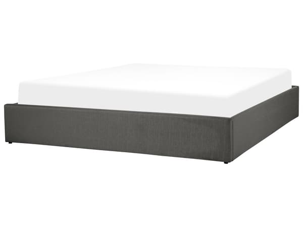 Seng Grå Polstret Sengestel 180 x 200 cm Dobbeltseng med Opbevaring og Lamelbund uden Gavl til Soveværelse Indretning Design Høj Kvalitet