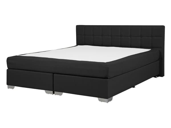 Jenkkisänky musta 151 x 212 x 92 cm polyesteri pussijouset napitettu puu metalli vaneri