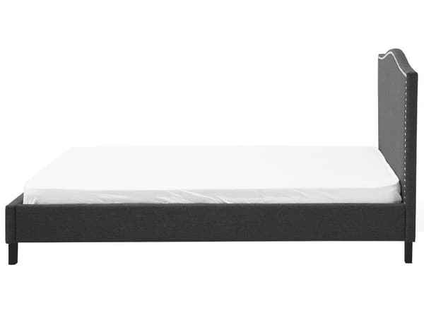 Dobbeltseng Grå Polyester 180 x 200 cm Polstret Sengeramme med Sengegavl LED Lys Glamour Knap Mønster Soveværelse Dekor