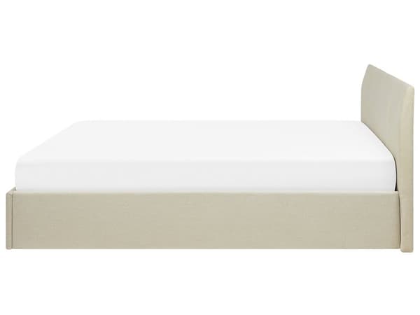 Beige Seng Betrukket med Stof med Beholder 180 x 200 cm Minimalistisk Look