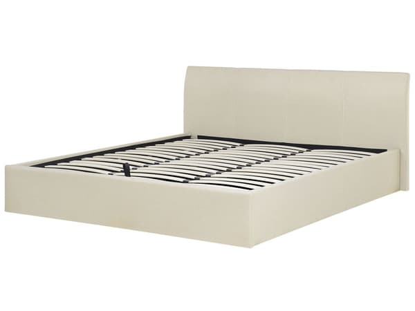Beige Seng Betrukket med Stof med Beholder 180 x 200 cm Minimalistisk Look
