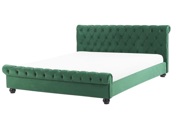 Parisänky smaragdinvihreä 180 x 200 cm sametti sälepohja napitettu timanttitikkaus glamour