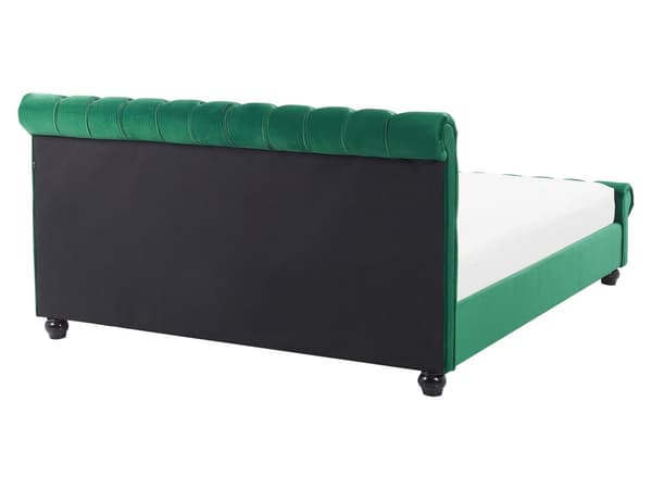 Parisänky smaragdinvihreä 160 x 200 cm sametti sälepohja napitettu timanttitikkaus glamour