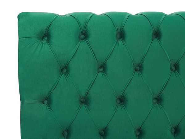 Parisänky smaragdinvihreä 160 x 200 cm sametti sälepohja napitettu timanttitikkaus glamour