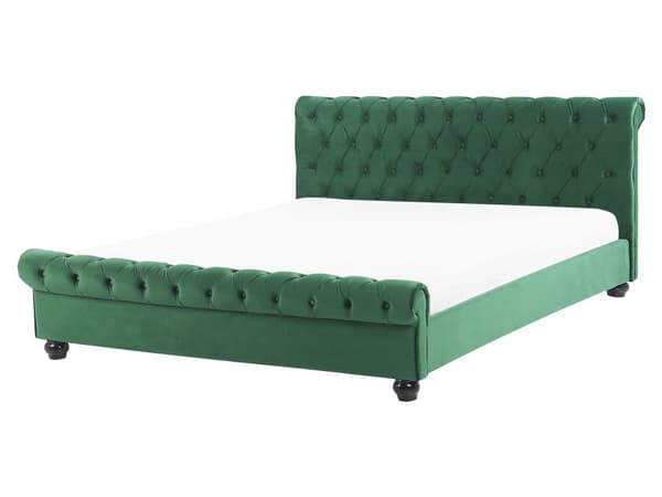 Parisänky smaragdinvihreä 160 x 200 cm sametti sälepohja napitettu timanttitikkaus glamour