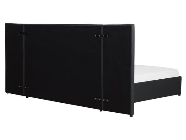 Mørkegrå Polstret Seng med Ramme Bred Sengegavl Udtræksbeholdere 160 x 200 cm Moderne Design