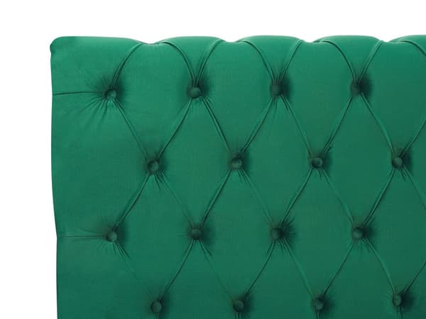 Seng med Grøn Velourramme 180 x 200 cm med Quiltet Sengegavl Glamourstil