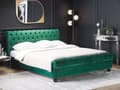 Miniatyrbillede 2 af 10: Seng med Grøn Velourramme 180 x 200 cm med Quiltet Sengegavl Glamourstil