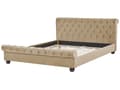 Miniatyrbillede 6 af 9: Seng med Beige Velourramme 180 x 200 cm med Quiltet Sengegavl Glamourstil