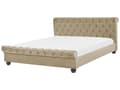 Miniatyrbillede 1 af 9: Seng med Beige Velourramme 180 x 200 cm med Quiltet Sengegavl Glamourstil