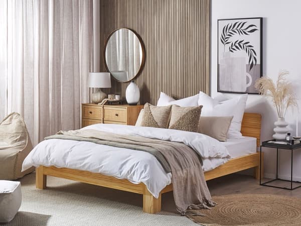 Seng Lyst Fyrretræ 160 x 200 cm Klassisk Dobbeltseng Design Sengestel med Lav Sengegavl til Soveværelse Inspiration