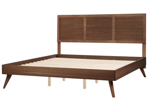 Seng med Ramme Mørkt Træ 180 x 200 cm Høj Sengegavl Rustikt Design