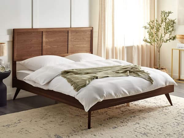 Seng med Ramme Mørkt Træ 180 x 200 cm Høj Sengegavl Rustikt Design